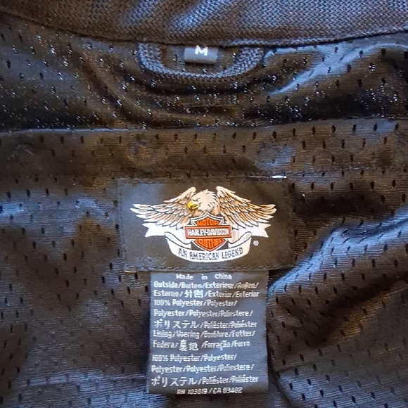 Harley-Davidson Black Mesh Bomber Style Biker Jacket with White Logo - Picture 7 of 13